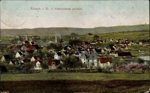 Ak Erbach im Odenwald Hessen, Blick vom Schöllenberg, Panorama