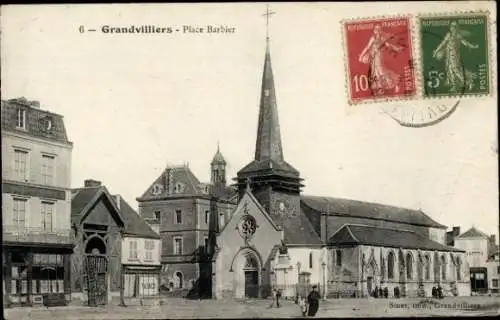 Ak Grandvilliers Oise, Place Barbier