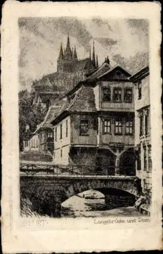 Ak Erfurt in Thüringen, Langebrücke und Dom