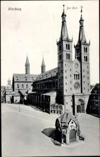 Ak Würzburg, Blick auf einen Platz mit Dom, Pavillon