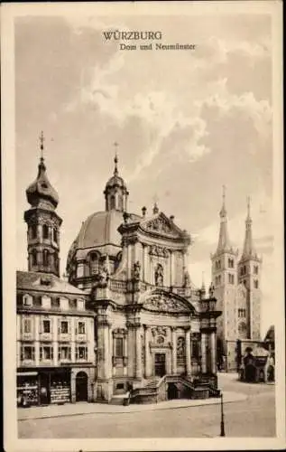 Ak Würzburg am Main Unterfranken, Dom und Neumünsterkirche