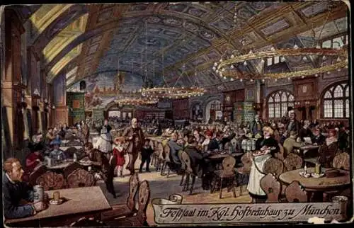 Künstler Ak Quidenus, F., München Bayern, Festsaal im königlichen Hofbräuhaus