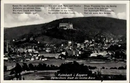 Ak Kulmbach in Oberfranken, Gedicht, Panorama