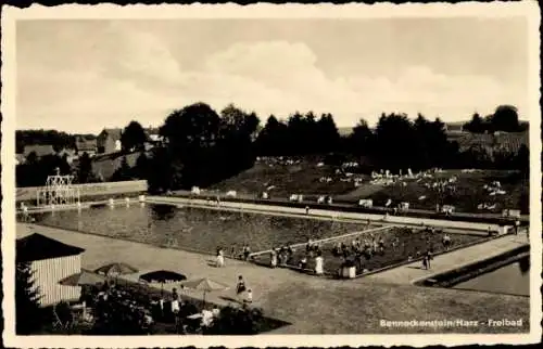 Ak Benneckenstein Oberharz am Brocken, Gesamtansicht vom Freibad