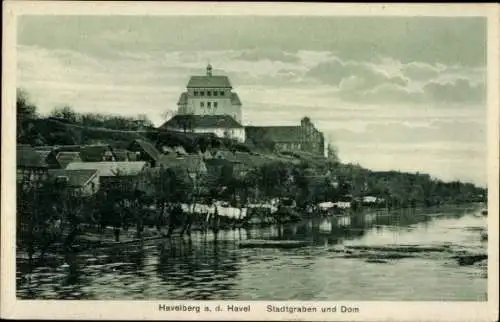 Ak Havelberg in Sachsen Anhalt, Stadtgraben, Dom