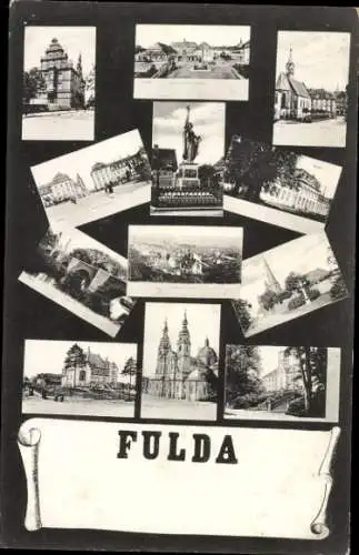 Ak Fulda in Hessen, Denkmal, Kirche, Brücke