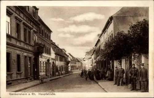 Ak Germersheim am Rhein, Hauptstraße, Wiener Café, Soldaten