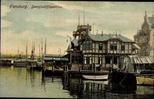 Ak Flensburg in Schleswig Holstein, Dampfschiffspavillon