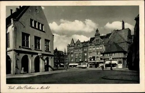 Ak Kiel, Altes Rathaus, Markt, Straßenbahn