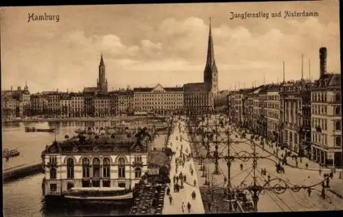 Ak Hamburg Mitte Neustadt, Jungfernstieg, Alsterdamm