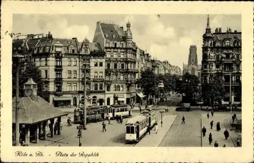 Ak Köln am Rhein, Platz der Republik, Straßenbahnen