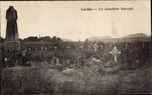 Ak Landau in der Pfalz, französischer Friedhof