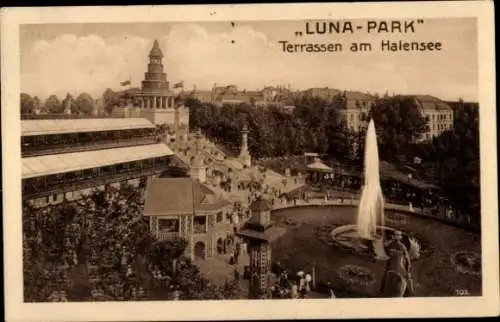 Ak Berlin Grunewald Halensee, Lunapark, Terrassen am Halensee