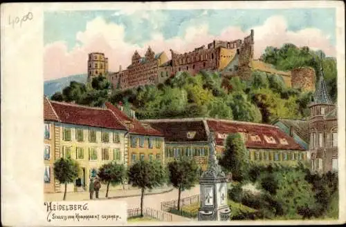 Ak Heidelberg am Neckar, Schloss, Blick vom Kornmarkt