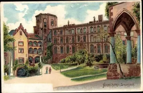Ak Heidelberg am Neckar, Schlosshof