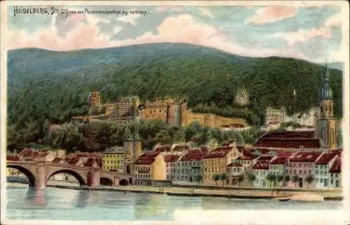 Künstler Ak Heidelberg am Neckar, Schloss von der Philosophenhöhe