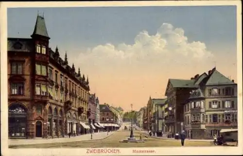 Ak Zweibrücken in Rheinland Pfalz, Blick in die Maxstraße