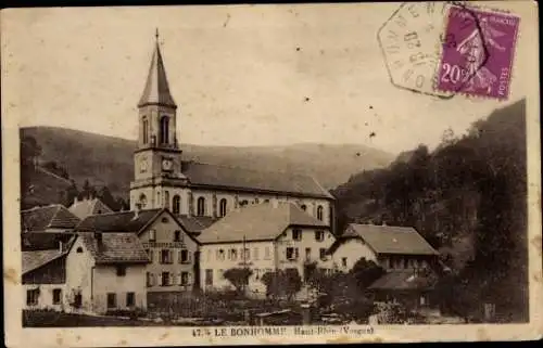 Ak Le Bonhomme Diedolshausen Elsass Haut Rhin, Ortspartie mit Kirche