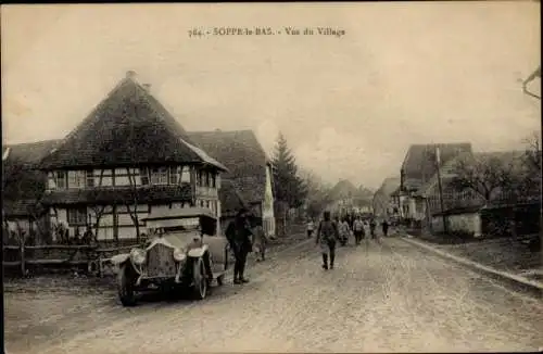 Ak Soppe le Bas Niedersulzbach Elsass Haut Rhin, Vue du Village, Straßenpartie