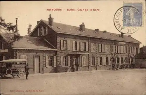 Ak Abancourt Oise, Buffet, Cour de la Gare