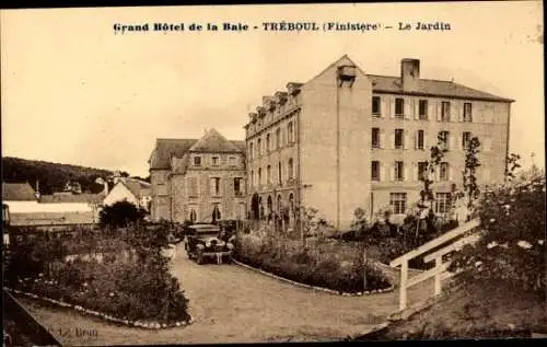 Ak Tréboul Finistère, Grand Hotel de la Baie, Garten