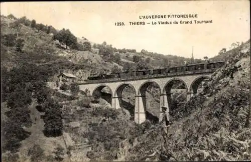 Ak Thiers Puy de Dôme, Viadukt Grand Tournant