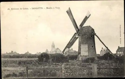 Ak Sangatte Pas de Calais, Moulin à Vent