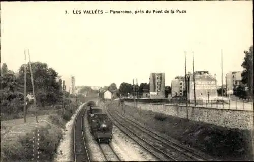 Ak Les Vallées Hauts de Seine, Panorama, in der Nähe von Pont de la Puce