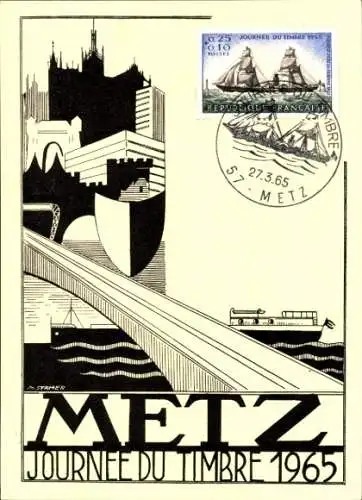 Künstler Ak Stamer, Meik, Metz Moselle, Briefmarkenausstellung, Tag der Briefmarke 1965