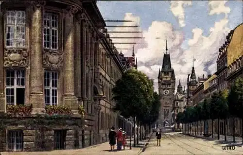 Künstler Ak Freiburg im Breisgau, Kaiserstraße, Martinstor