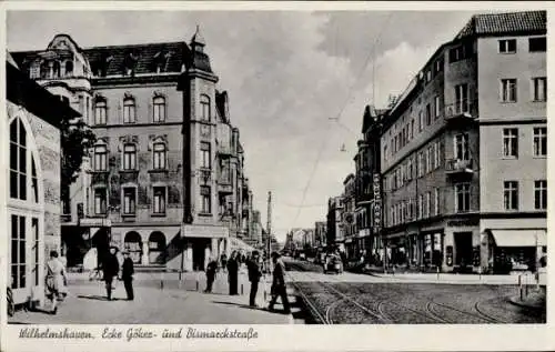 Ak Wilhelmshaven, Ecke Gökerstraße und Bismarckstraße, Fußgänger