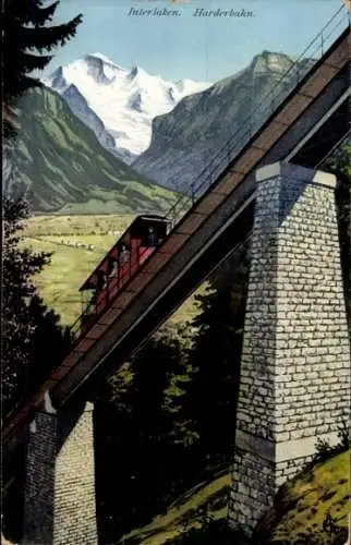 Ak Interlaken Kt. Bern Schweiz, Harderbahn, Standseilbahn