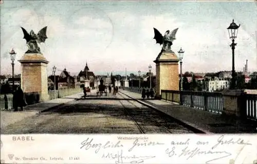 Ak Basel Stadt Schweiz, Weltsteinbrücke