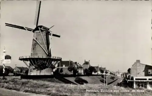 Ak Maassluis Südholland, Zuiddijk, Windmühle de Hoop