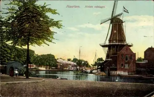 Ak Haarlem Nordholland Niederlande, Molen adriaan