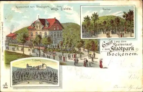 Litho Bockenem am Harz, Restaurant zum Stadtpark, Tilsburg, Garten