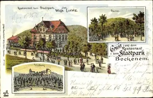 Litho Bockenem am Harz, Restaurant zum Stadtpark, Tilsburg, Garten