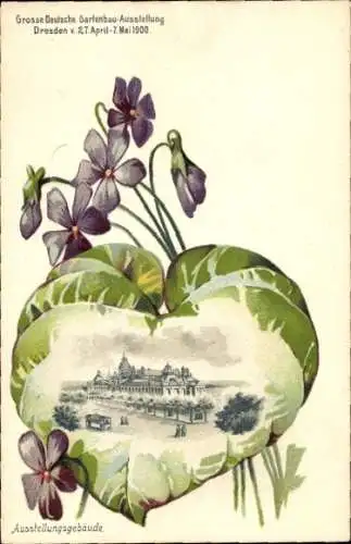 Passepartout Litho Dresden, Große Deutsche Gartenbau-Ausstellung 1900, Ausstellungsgebäude