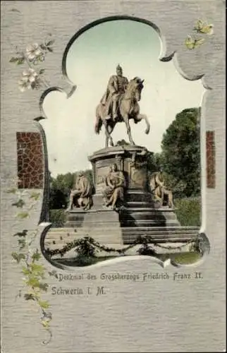 Passepartout Ak Schwerin in Mecklenburg, Denkmal des Großherzogs Friedrich Franz II.