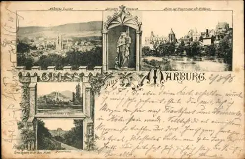 Ak Marburg an der Lahn, Panorama, Universität, Schloss, Heilige Elisabeth, Kirche