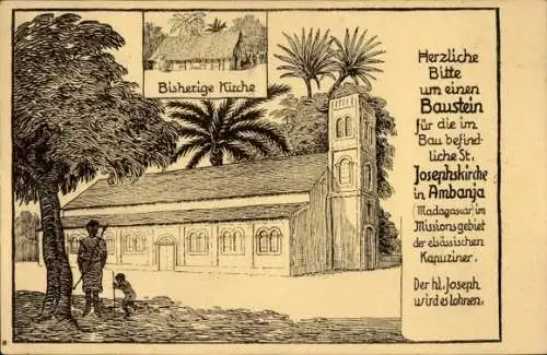 Ak Ambanja Madagaskar, Josephskirche, Missionsgebiet der elsässischen Kapuziner