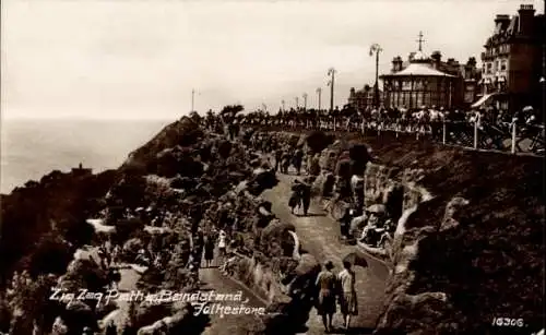 Ak Folkestone Kent England, Zig-Zag-Path, Musikpavillon