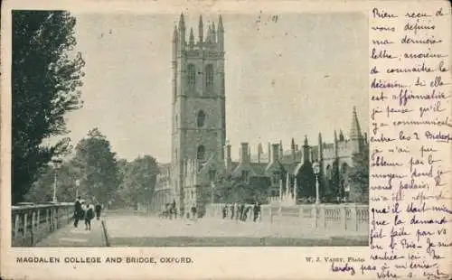 Ak Oxford Oxfordshire England, Magdalen-College, Brücke