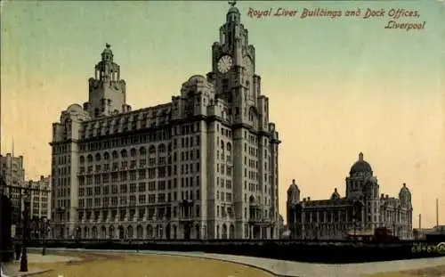 AK Liverpool Merseyside England, Royal Liver Buildings und Dock Offices