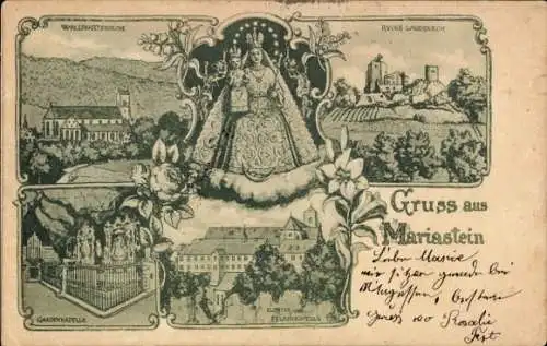 Ak Metzerlen Mariastein Kt. Solothurn, Kloster Maria Stein, Wallfahrtskirche, Gnadenkapelle, Ruine