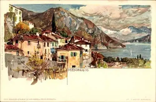 Künstler Litho Wielandt, Manuel, Menaggio Lago di Como Lombardia, Stadtpartie