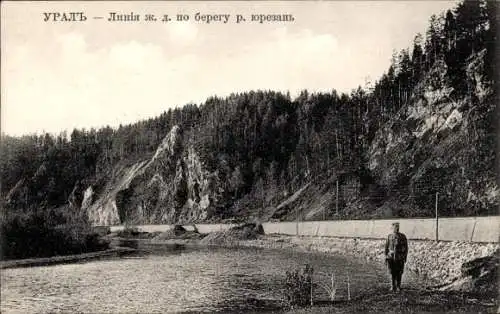 Ak Tscheljabinsk Ural Russland, Eisenbahnstrecke, Fluss Jurjusan
