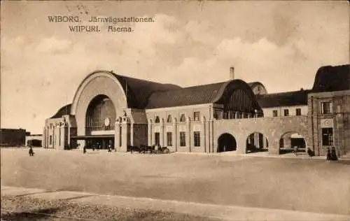 Ak Wyborg Wiborg Viipuri Russland, Bahnhof