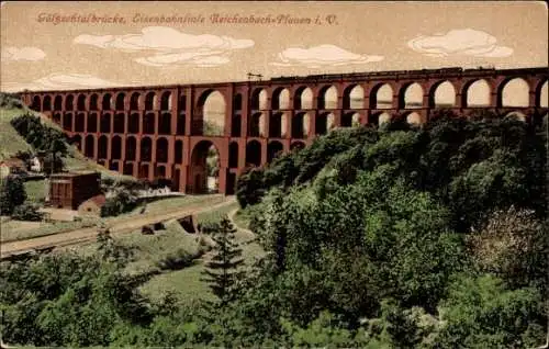 Ak Mylau Reichenbach im Vogtland, Göltzschtalbrücke, Eisenbahnlinie Reichenbach-Plauen i.V.