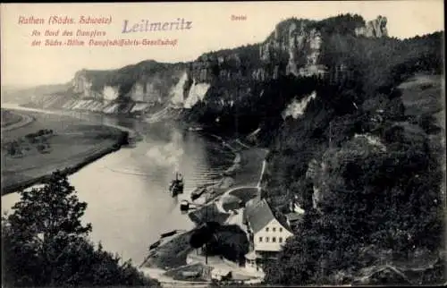 Ak Rathen an der Elbe Sächsische Schweiz, Bastei, Dampfer